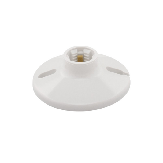 Roseta plástica blanca para techo diámetro 10 cm con ranuras para cables