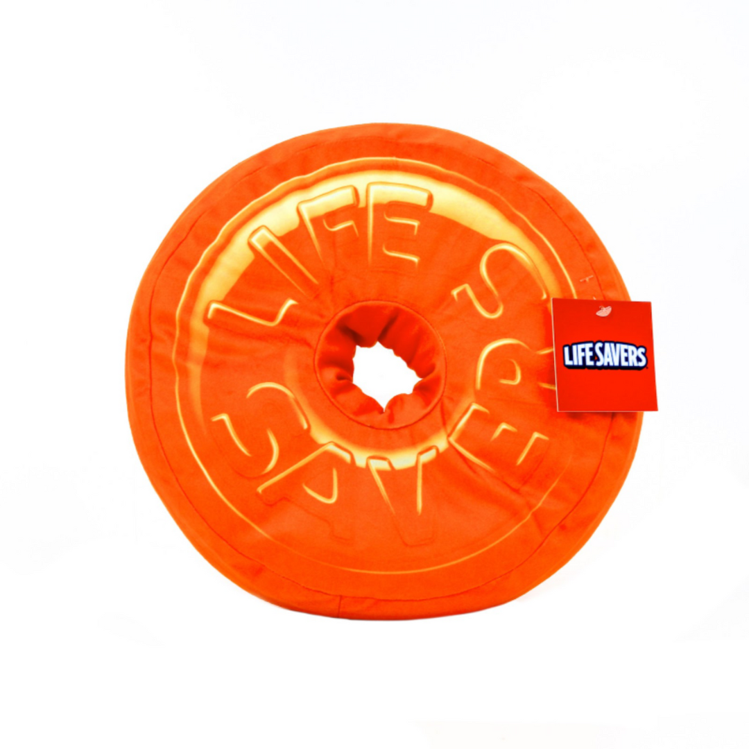 Round Pillow with Hole Lifesavers Orange almohada redonda divertida