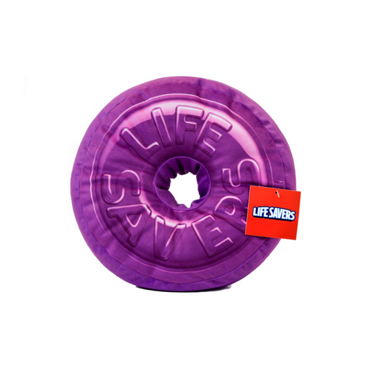 Almohada redonda Lifesavers morada con agujero