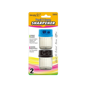 Pack de 2 sacapuntas doble con contenedor extraíble para lápices estándar y gruesos
