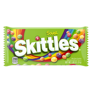 Skittles Sour 1.8 oz caramelos frutales ácidos