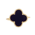 Sophia Black Clover Ring – Elegant Gold Plated Finish