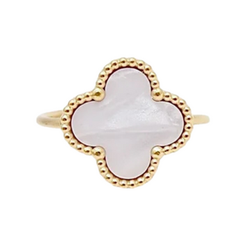 Elena White Clover Ring