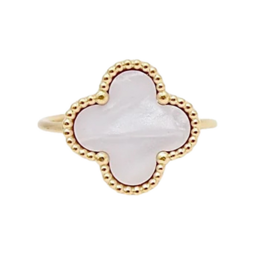Elena White Clover Ring