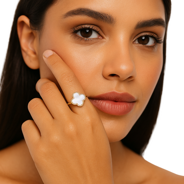 Elena White Clover Ring