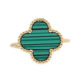 Camila Clover Ring – Malachite Elegance in Gold