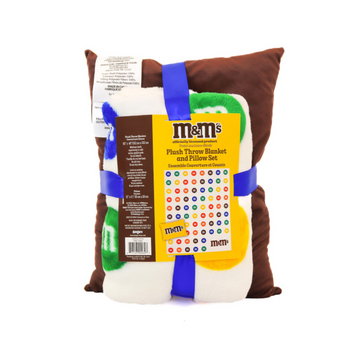 Pack M&M’s: throw 60×48 y almohada 15×11, plush decorativo