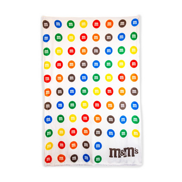 Throw fleece M&M’s blanca 60×48, suave y ligera