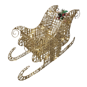 Gold Christmas Sleigh Lighted Decoration trineo navideño dorado luces