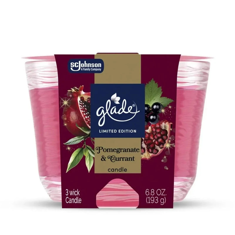 Glade Pomegranate Vela Aromática de 3 Mechas, 6.8 oz