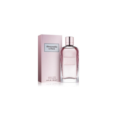 Aberdeen & Fitch Eau de Parfum bottle with a pink cap next to its pink striped packaging box, set against a plain white background.