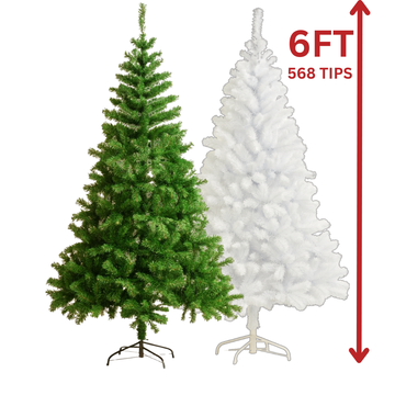 6FT Artificial Christmas Tree 568 Tips AA2024-11-0906 / AA2024-11-0907 – Green or White