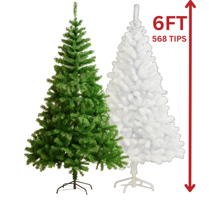 6FT Artificial Christmas Tree 568 Tips AA2024-11-0906 / AA2024-11-0907 - Green or White