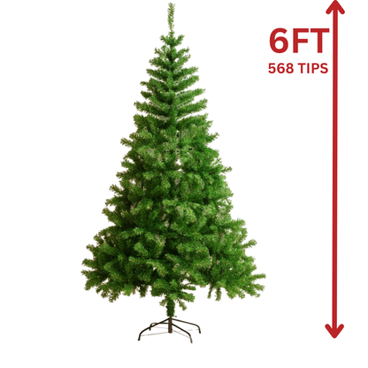 6FT Artificial Christmas Tree 568 Tips AA2024-11-0906 / AA2024-11-0907 - Green or White