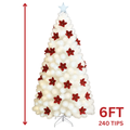 6FT Artificial Christmas Tree with Lights 240 Tips – White with Poinsettias, Green with Bows, or Green with Pinecones (AA2024-11-0903 / 0904 / 0905)