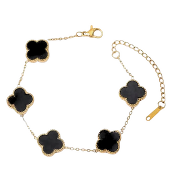 Camila Black Clover Enamel Bracelet with Gold Accents
