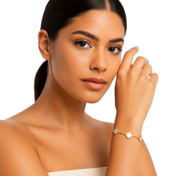 Camila Clover Bracelet – White Mother of Pearl with Gold Finish