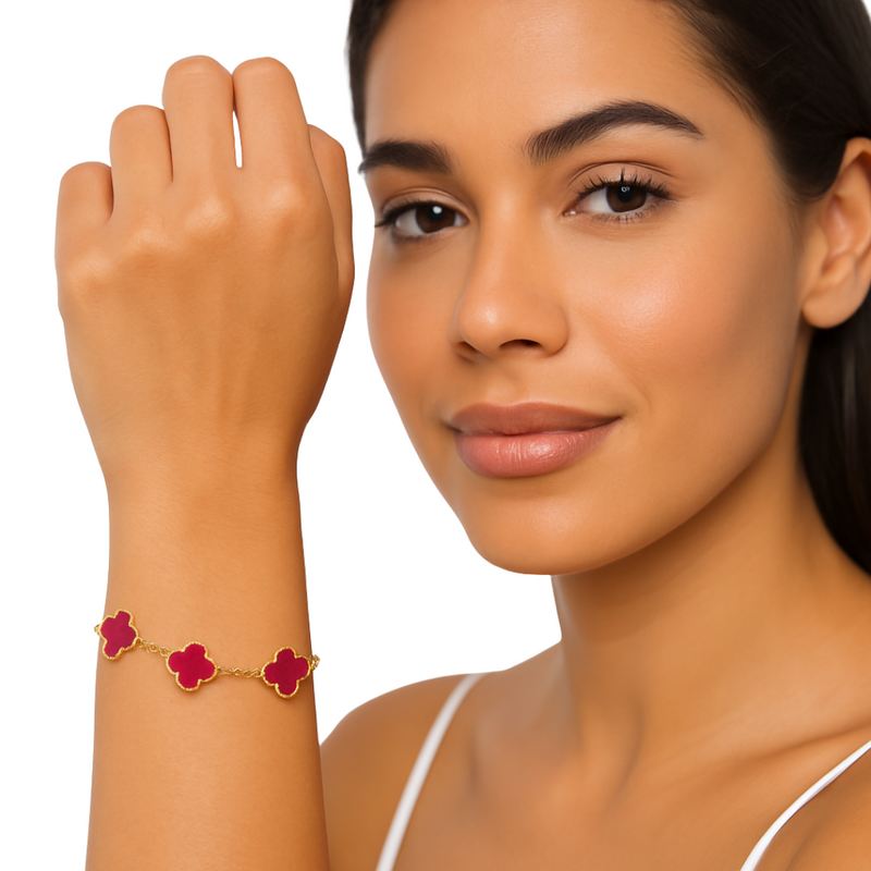 Clara Clover Red Charm Bracelet