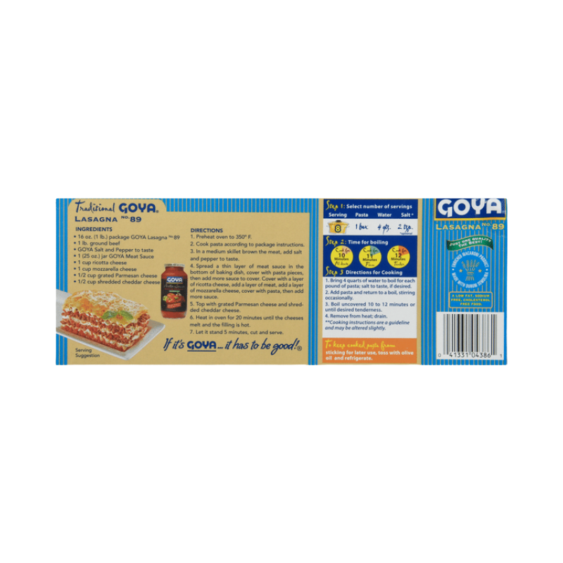 Lasagna GOYA No. 89 de 16oz
