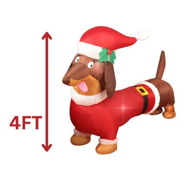 4FT Inflatable Dachshund Dog Santa Costume AA2024-0358 – Christmas Decoration