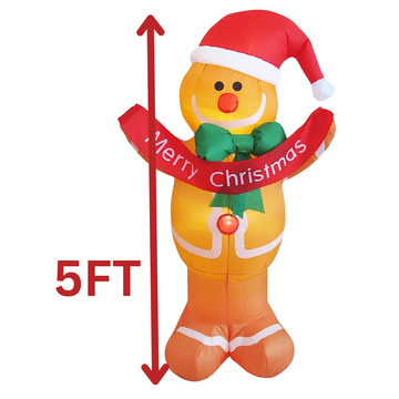 5FT Inflatable Gingerbread Man with Christmas Banner AA2024-0364