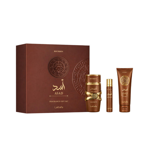 Lattafa Asad Bourbon – Set de regalo para hombre, 3 piezas
