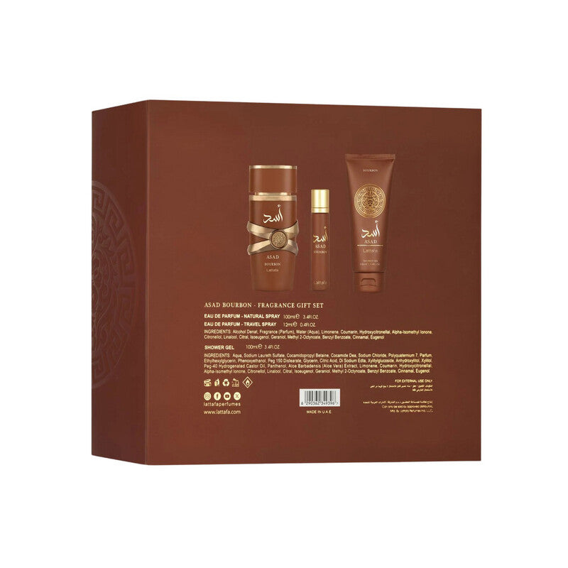 Lattafa Asad Bourbon – Set de regalo para hombre, 3 piezas