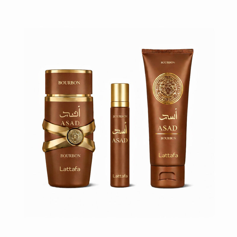 Lattafa Asad Bourbon – Set de regalo para hombre, 3 piezas