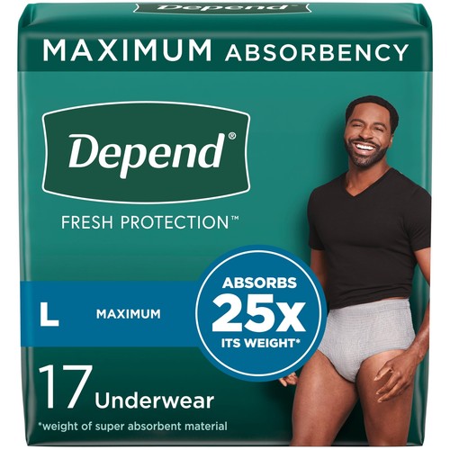 Ropa Interior Depend de Máxima Absorción para Hombre Grande (17 Unidades)