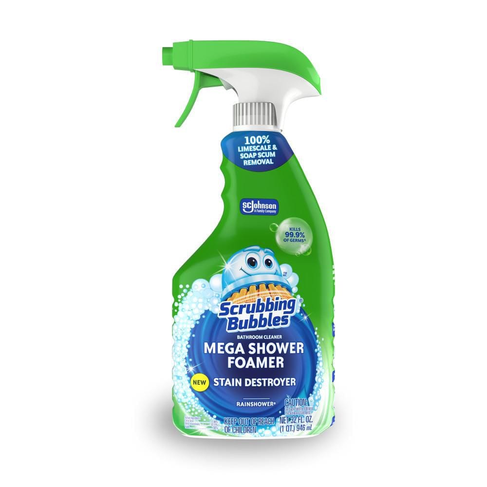 Scrubbing Bubbles Mega Bathroom Shower Cleaner Foam Disinfectant Spray - Rainshower - 32 fl oz: Dye-Free, Multi-Surface…