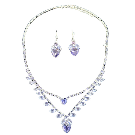 “Aurora” Lavender Crystal Necklace & Earrings Jewelry Set