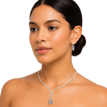 Luz Marina Iridescent Crystal Necklace & Earrings Jewelry Set