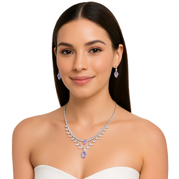“Aurora” Lavender Crystal Necklace & Earrings Jewelry Set