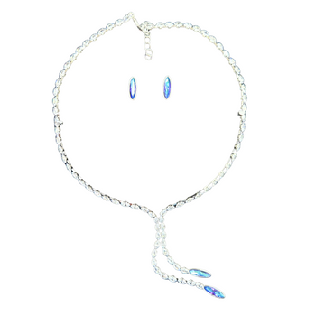 Luz Marina Iridescent Crystal Necklace & Earrings Jewelry Set