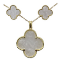 Isabella White Clover Enamel Necklace & Earrings Jewelry Set