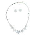 Floral Crystal Necklace & Earrings Jewelry Set