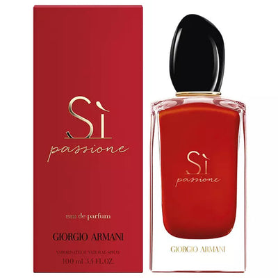 Giorgio Armani Si Passione perfume bottle and packaging on a white background