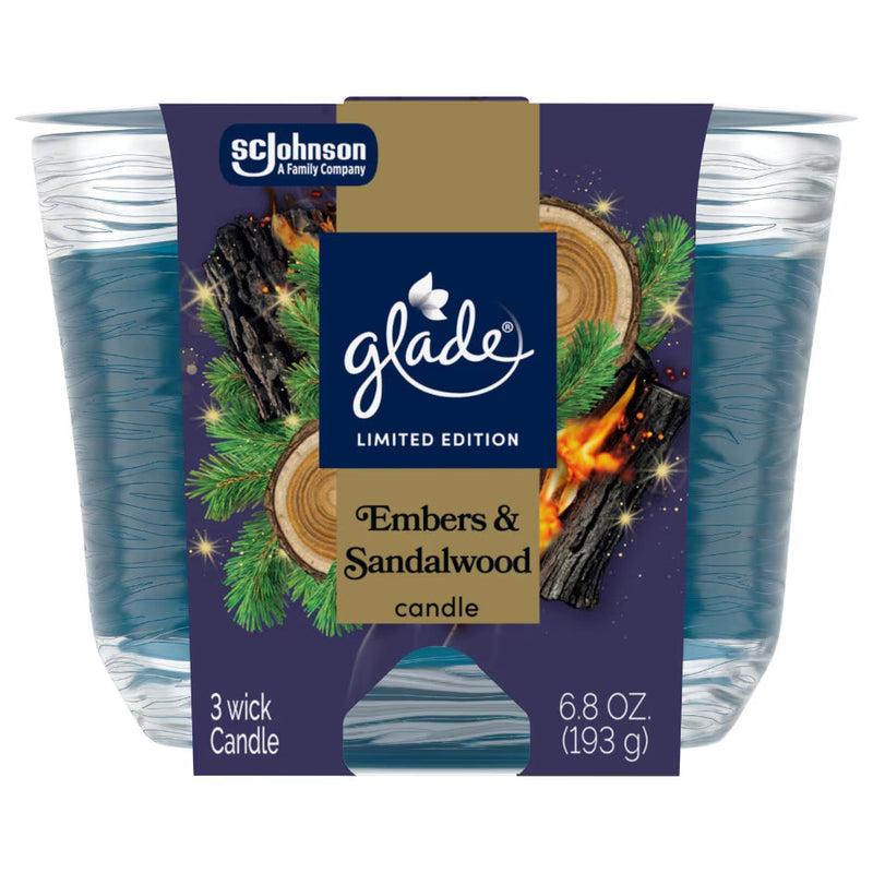 Glade Embers Vela Aromática de 3 Mechas, 6.8 oz